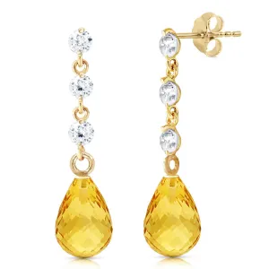 3.3 Carat 14K Solid Yellow Gold Queenie Citrine Diamond Earrings