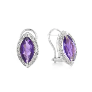 3.6 Carat 14K Solid White Gold Above All Else Amethyst Diamond Earrings