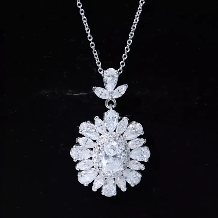 3.75 CT Certified Moissanite Bridal Pendant in Silver