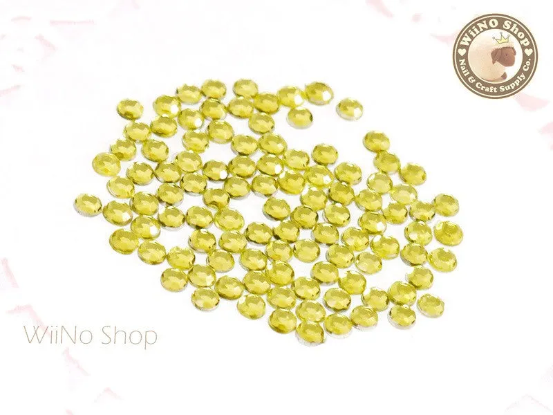 3mm Round Light Yellow Citrine Flatback Acrylic Rhinestone - 200 pcs