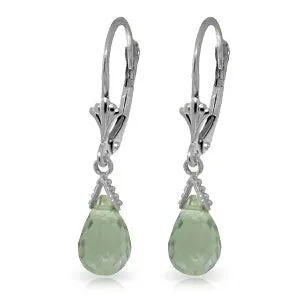 5 Carat 14K Solid White Gold Santorini Green Amethyst Earrings