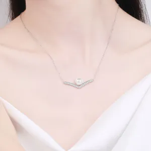 5A 8MM Freshwater Pearl D Color Moissanite 925 Sterling Silver Smile V Pendant Necklace Ladies Fine Jewelry Birthday Party Gift