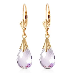 6 Carat 14K Solid Yellow Gold Sanctuary Amethyst Earrings