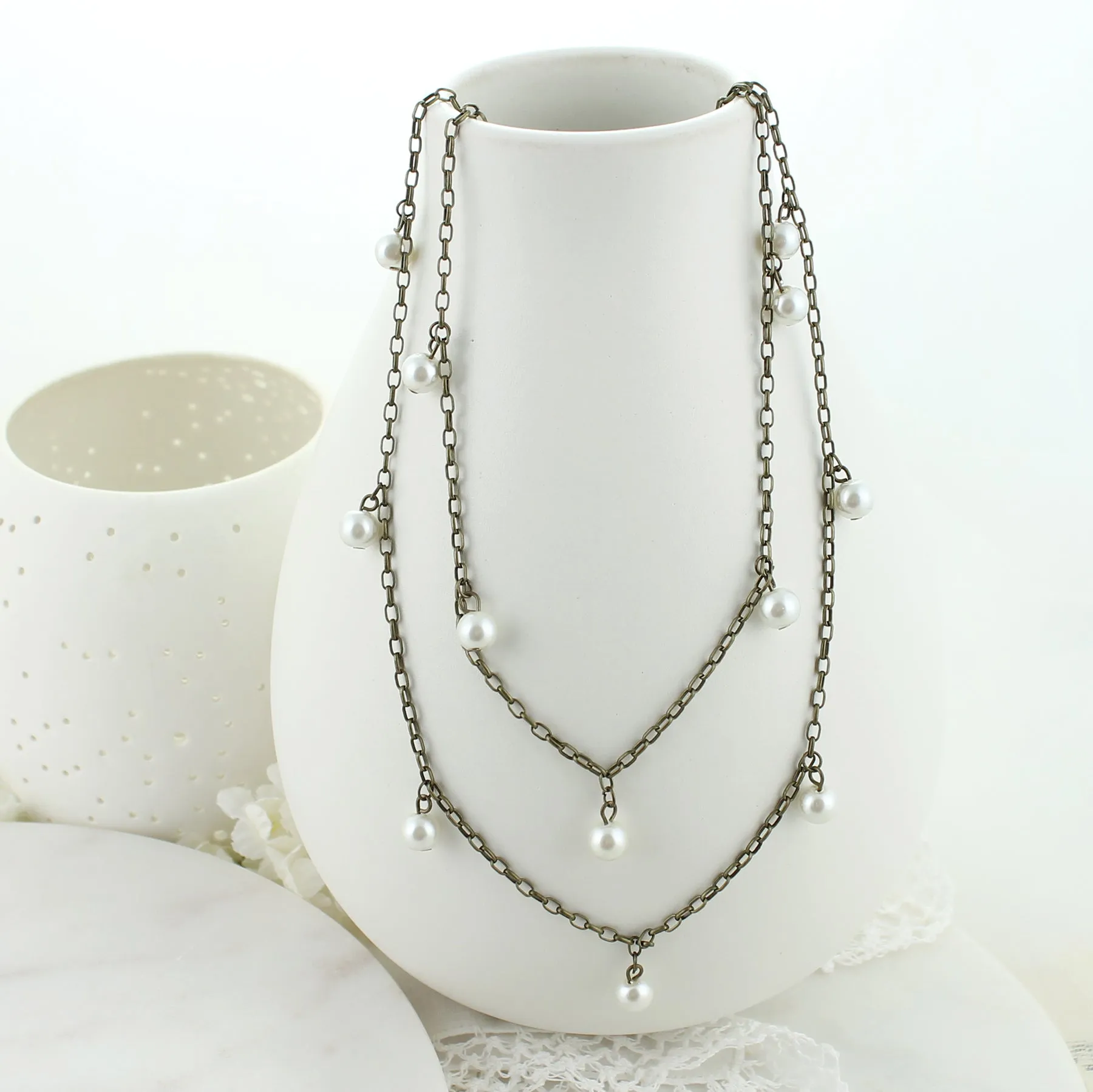 60” Pearl & Chain Necklace