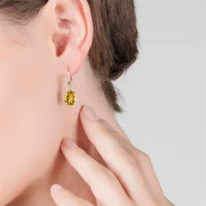 6.25 Carat 14K Solid Yellow Gold Encourage Citrine Earrings