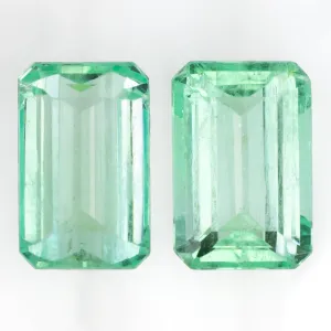 6.35ct EMERALD PAIR STUD DROP EARRINGS EMERALD SHAPE CUT LOOSE NATURAL PASTEL