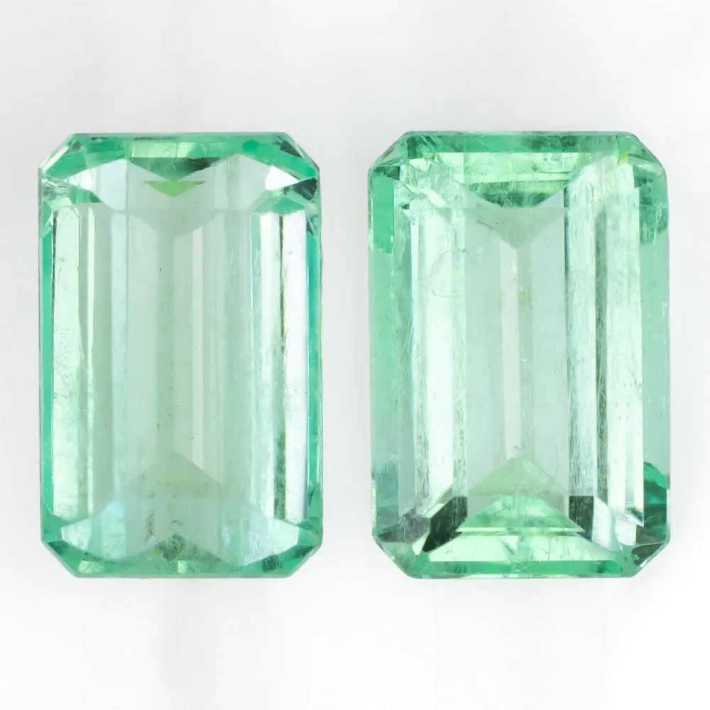 6.35ct EMERALD PAIR STUD DROP EARRINGS EMERALD SHAPE CUT LOOSE NATURAL PASTEL