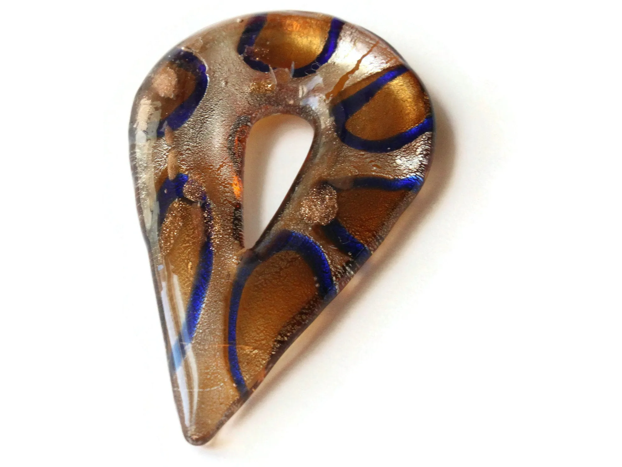 70mm Silver and Gold Foil Glass Teardrop Pendant