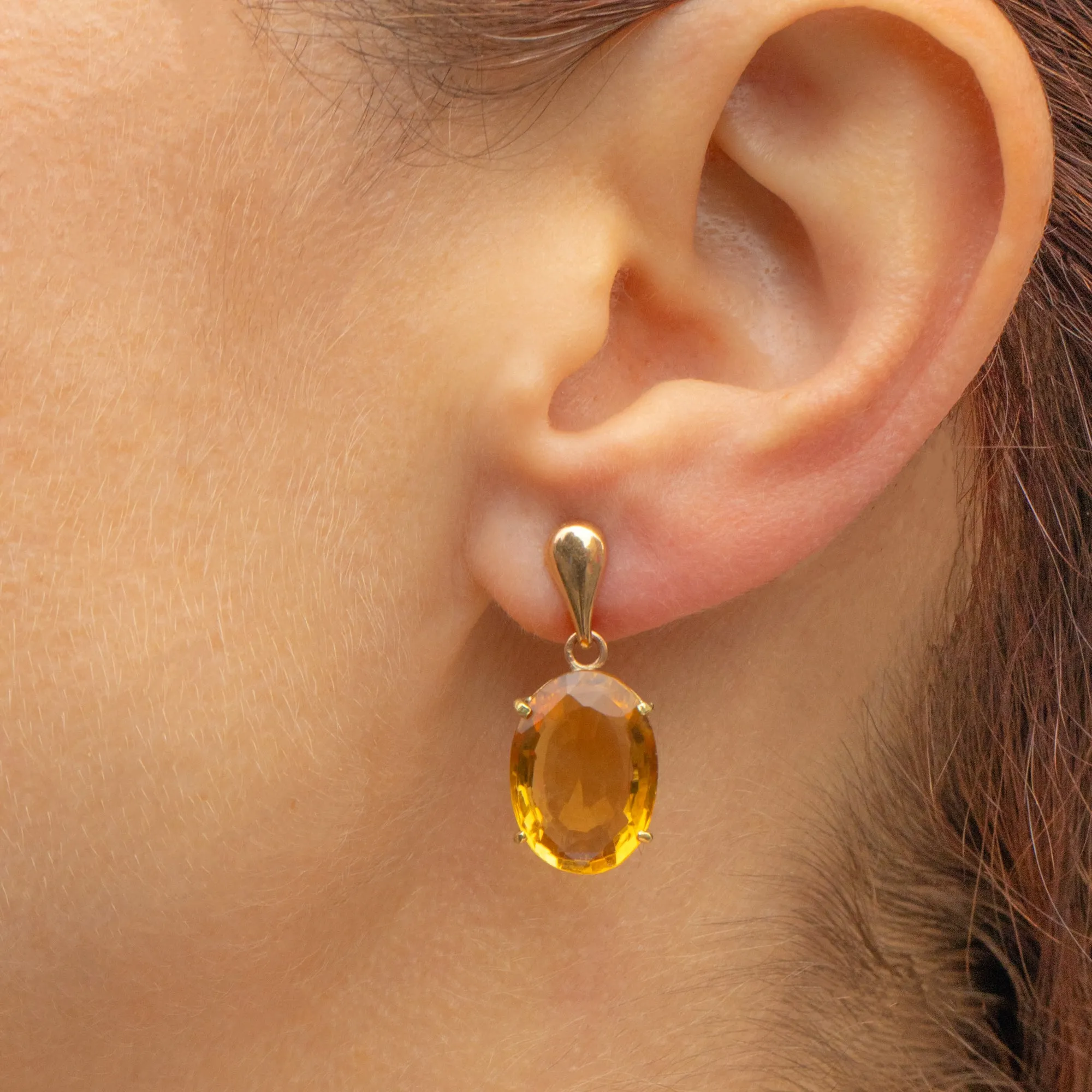 9ct Gold Citrine Drop Earrings, 10.00ct