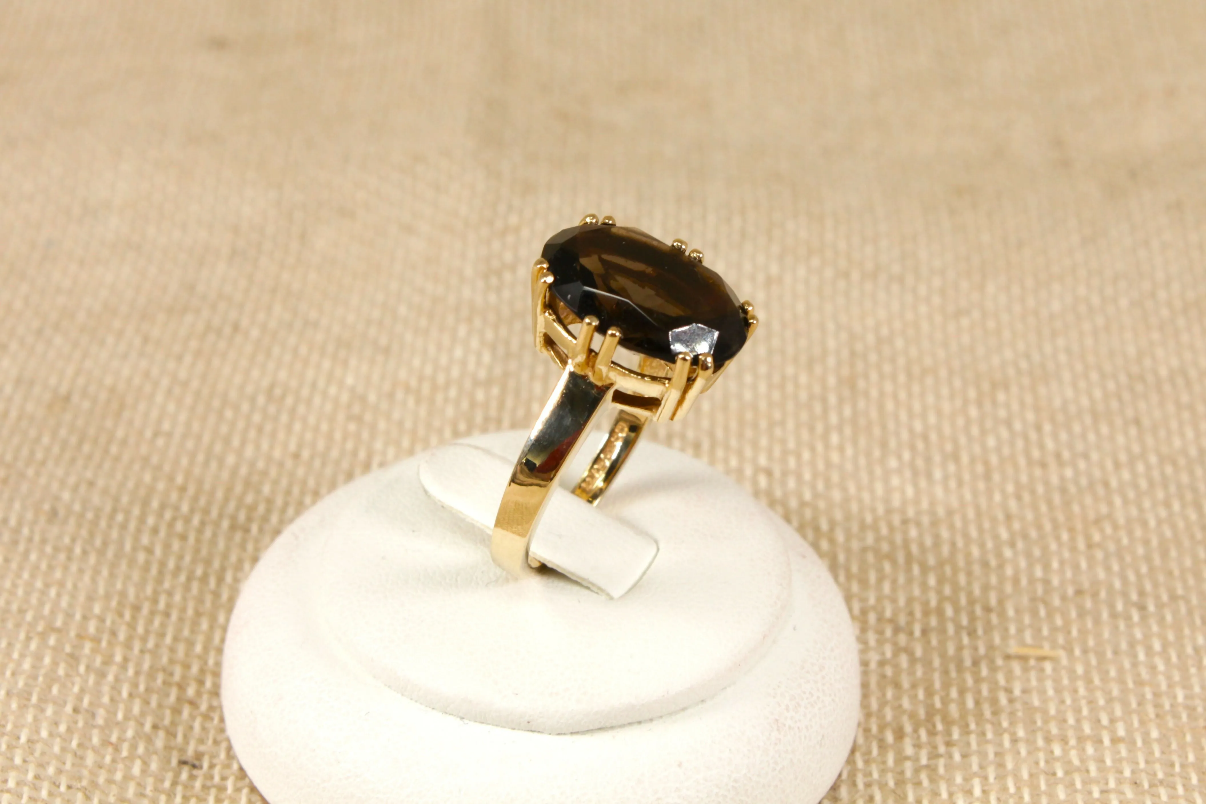 9ct Gold Smokey Citrine Solitaire Ring