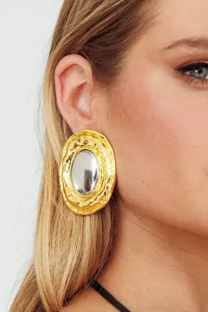 Achilles Two Toned Round Earrings Gold