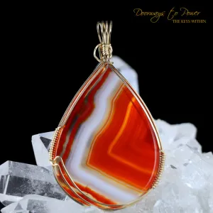 Agate Crystal Pendant 14k 'Living Flame'