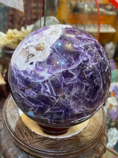 Amethyst 14inches (350mm) Sphere Crystals, Amethyst, Sphere Crystals, Reiki Healing, Stone for Crown and Third Chakra, Healing Stone,