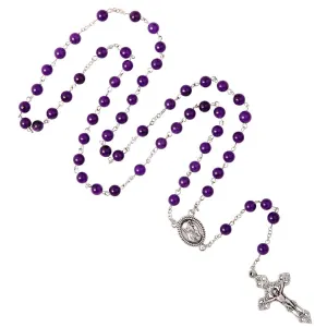 AMETHYST BEADS ROSARY - METAL