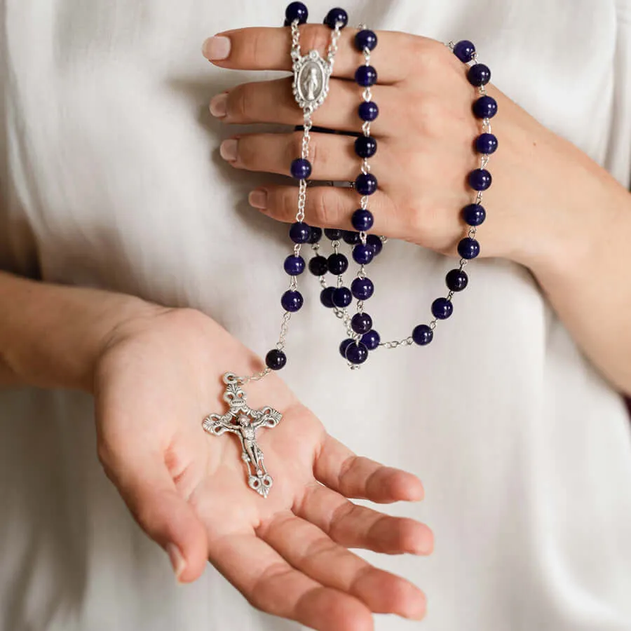 AMETHYST BEADS ROSARY - METAL