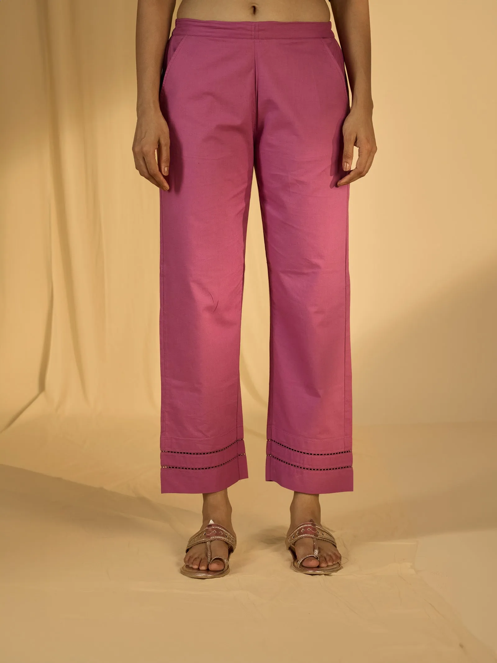 Amethyst Flower Cotton Straight Pant