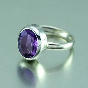 Amethyst Oval Ring, 925 Sterling Silver