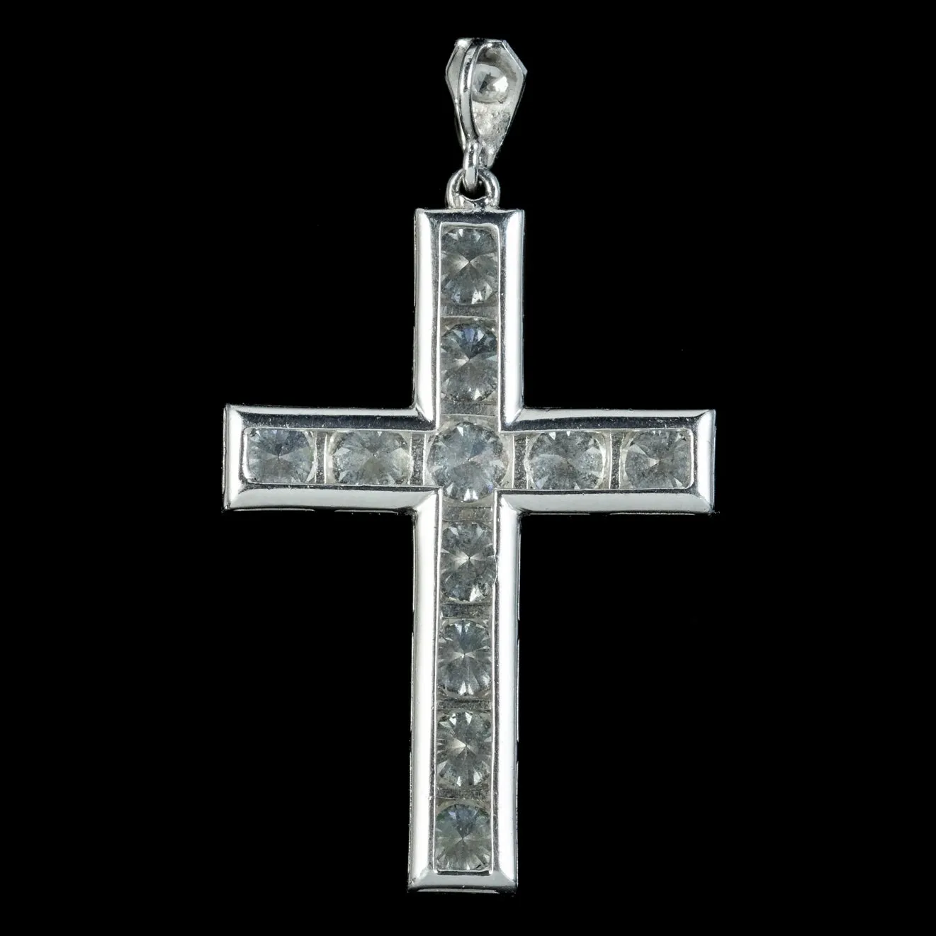 Antique Edwardian Diamond Cross Pendant Platinum Circa 1905