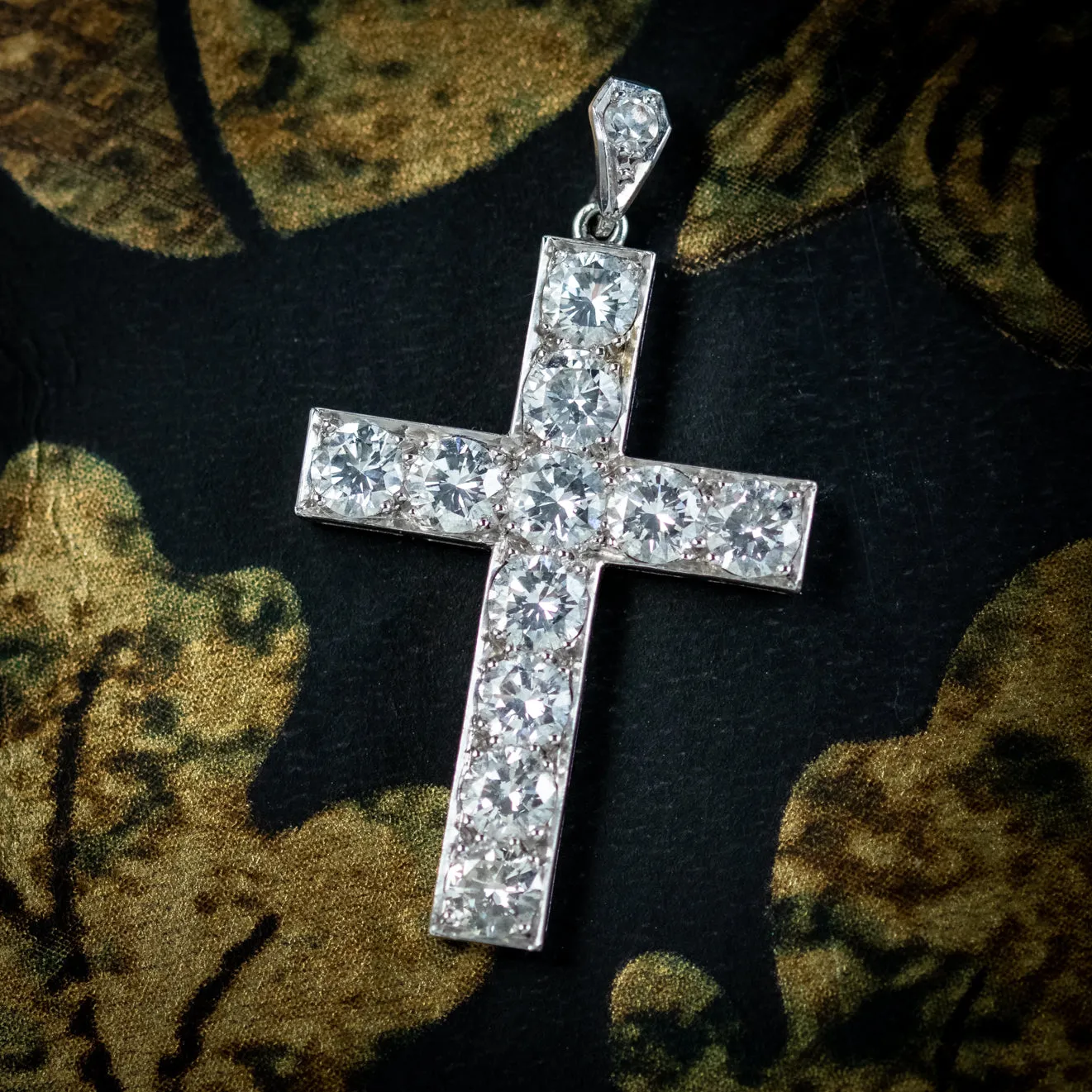 Antique Edwardian Diamond Cross Pendant Platinum Circa 1905