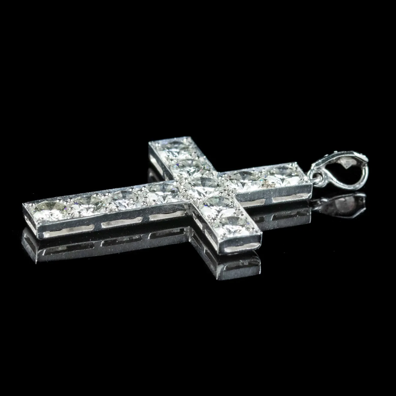 Antique Edwardian Diamond Cross Pendant Platinum Circa 1905