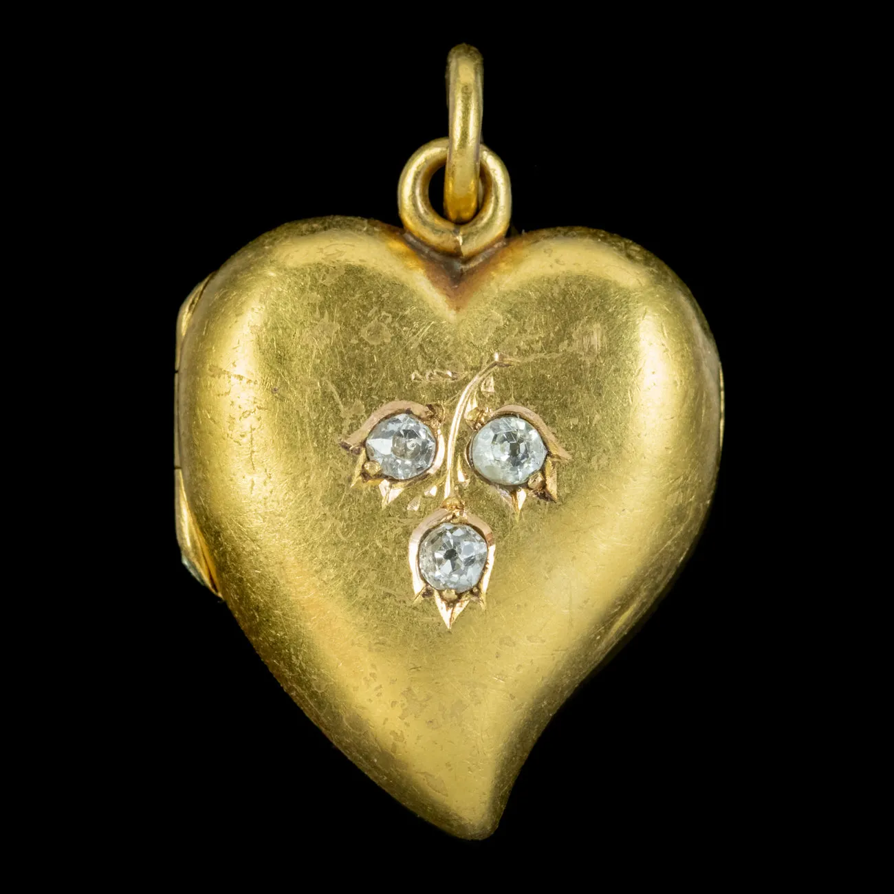 Antique Victorian Diamond Witches Heart Locket 15ct Gold Circa 1890