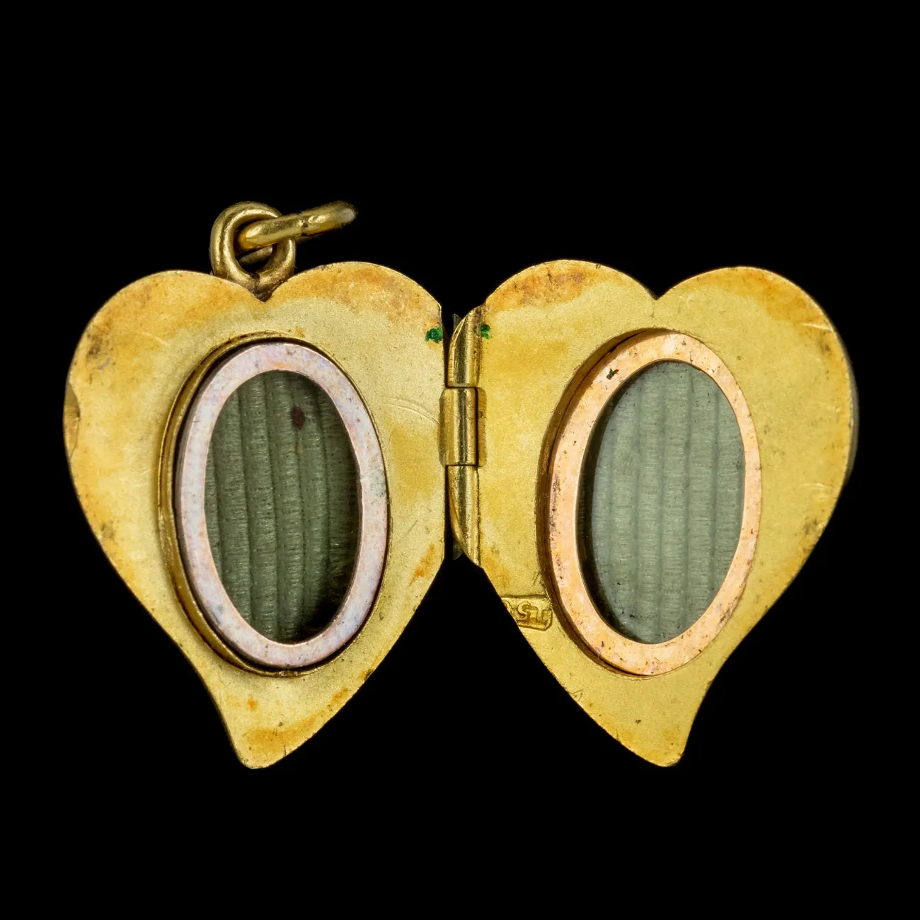 Antique Victorian Diamond Witches Heart Locket 15ct Gold Circa 1890