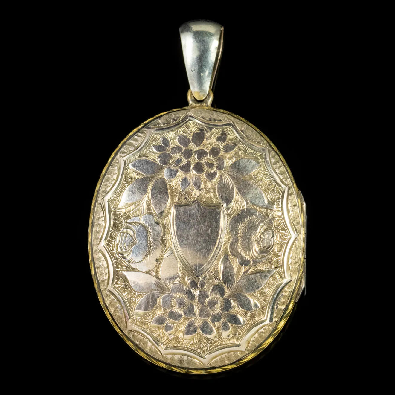 Antique Victorian Floral Locket 18Ct Gold Silver Circa 1900