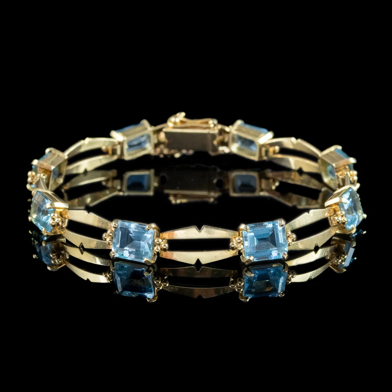 Art Deco Aquamarine Bracelet 15ct Gold 12ct Total