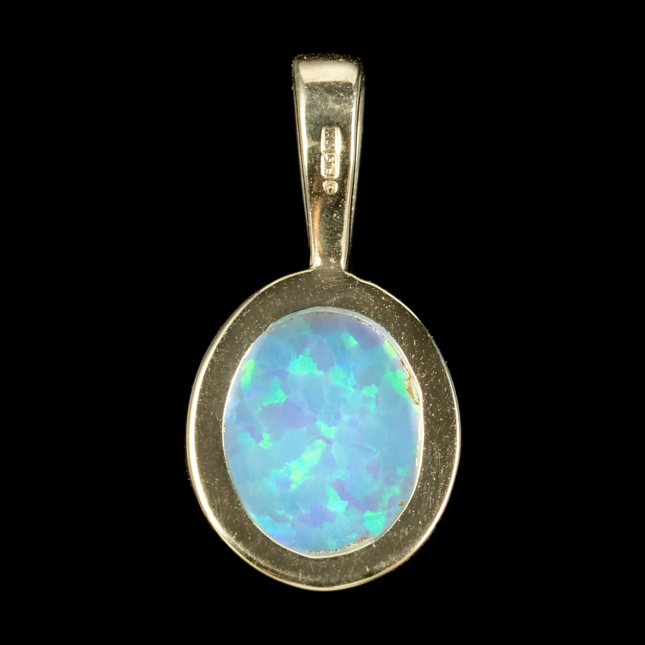 Art Deco Style Opal Pendant 9ct Gold 2.5ct Opal