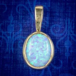 Art Deco Style Opal Pendant 9ct Gold 2.5ct Opal