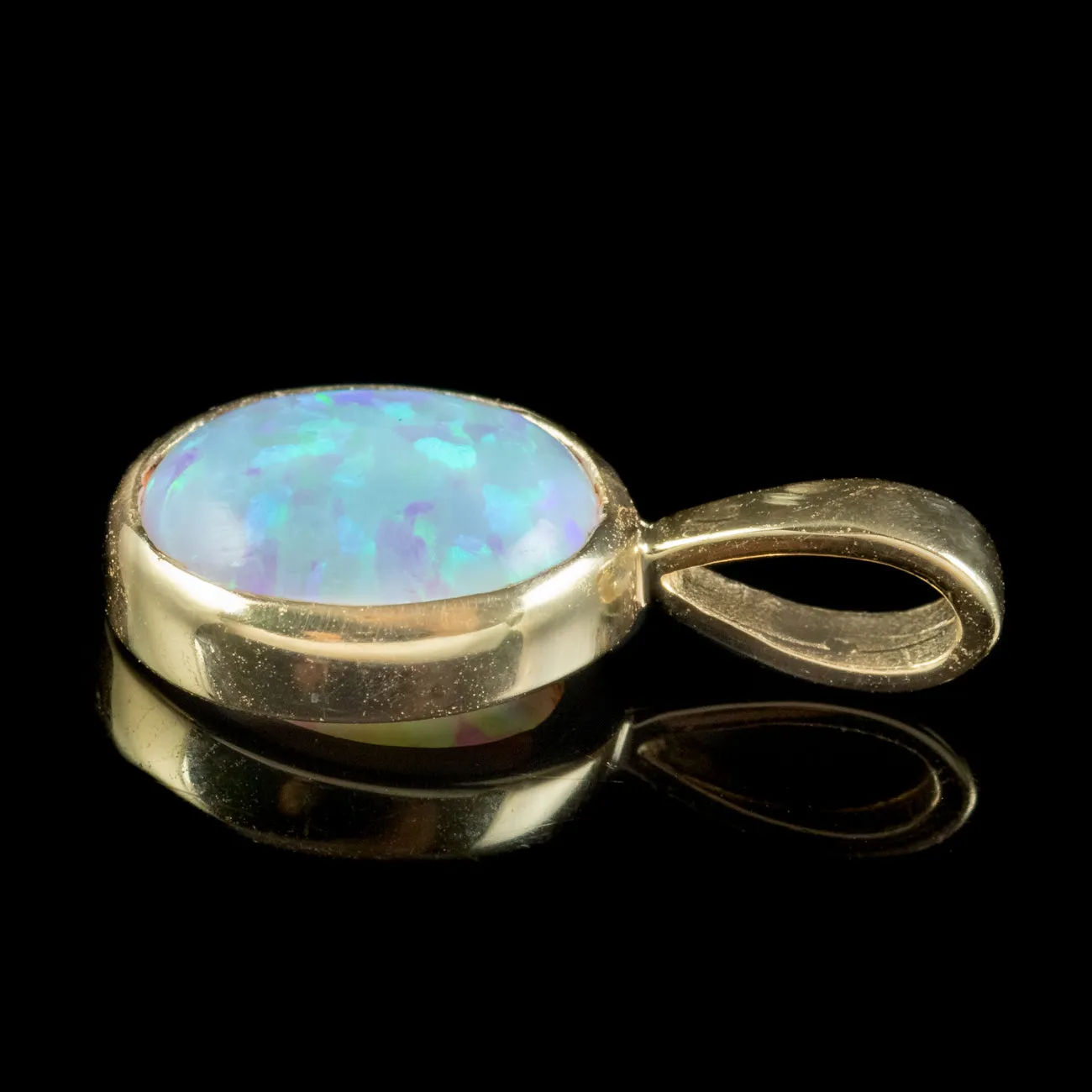 Art Deco Style Opal Pendant 9ct Gold 2.5ct Opal