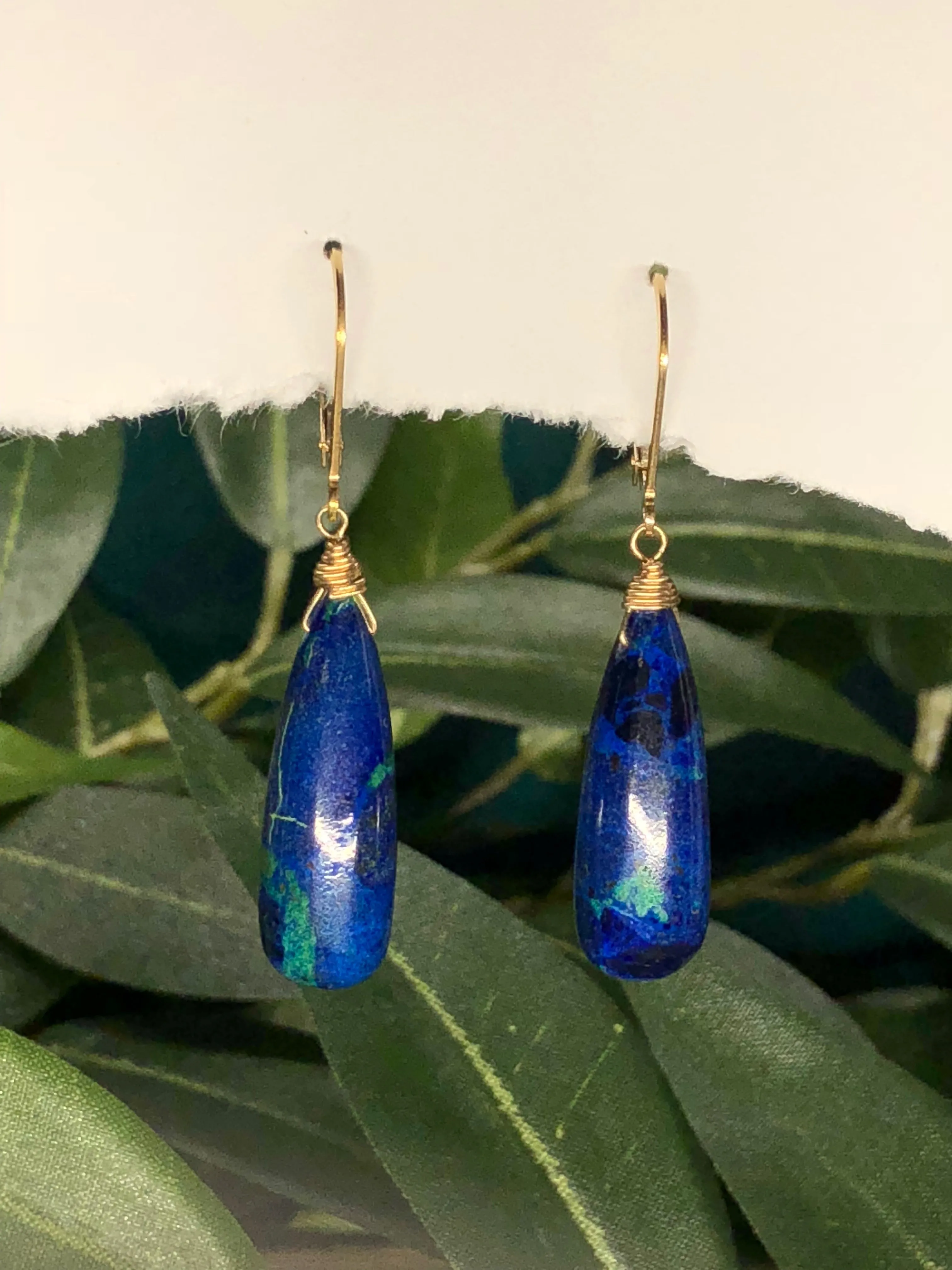 Azurite Tear drop earrings