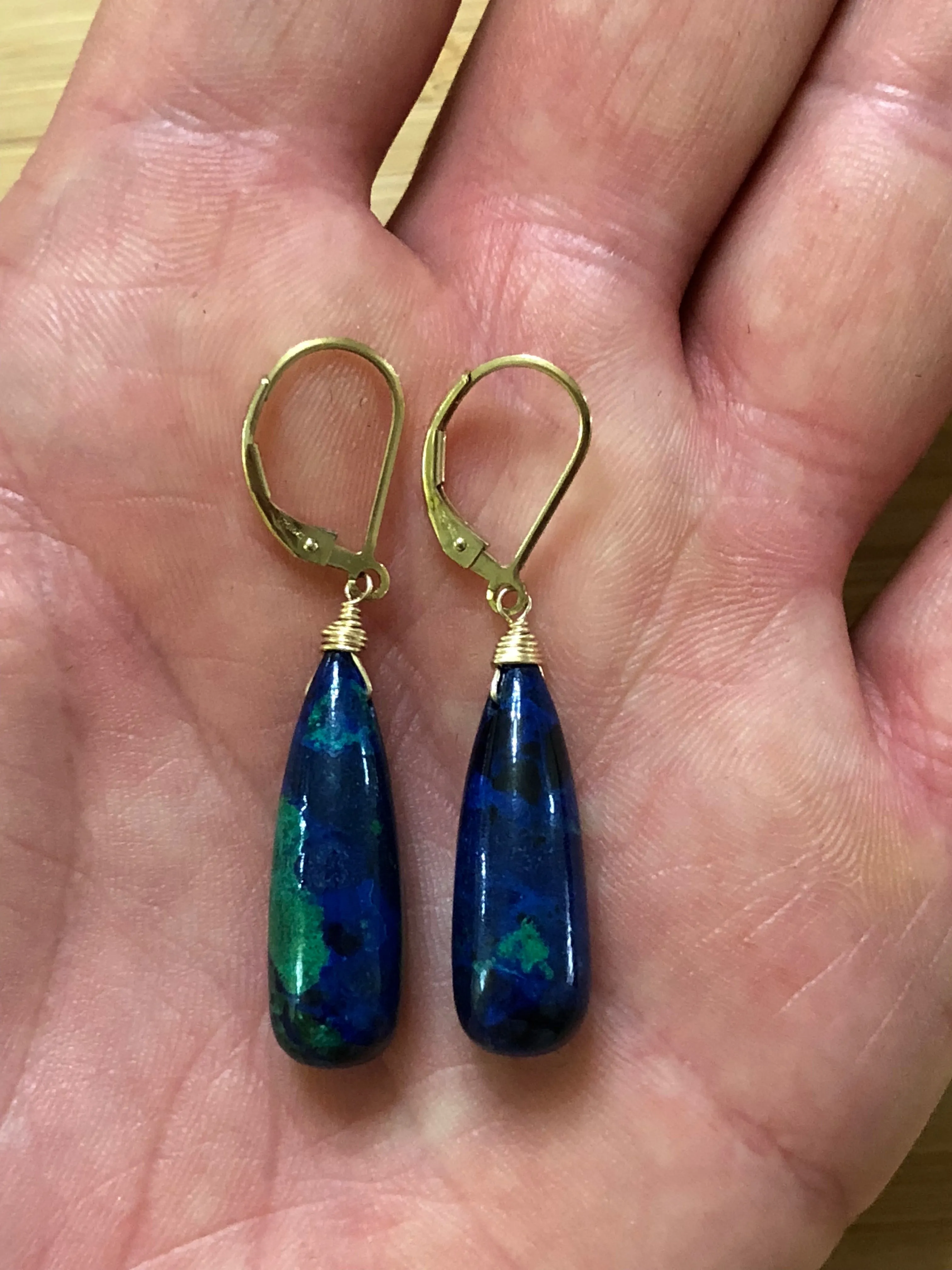 Azurite Tear drop earrings