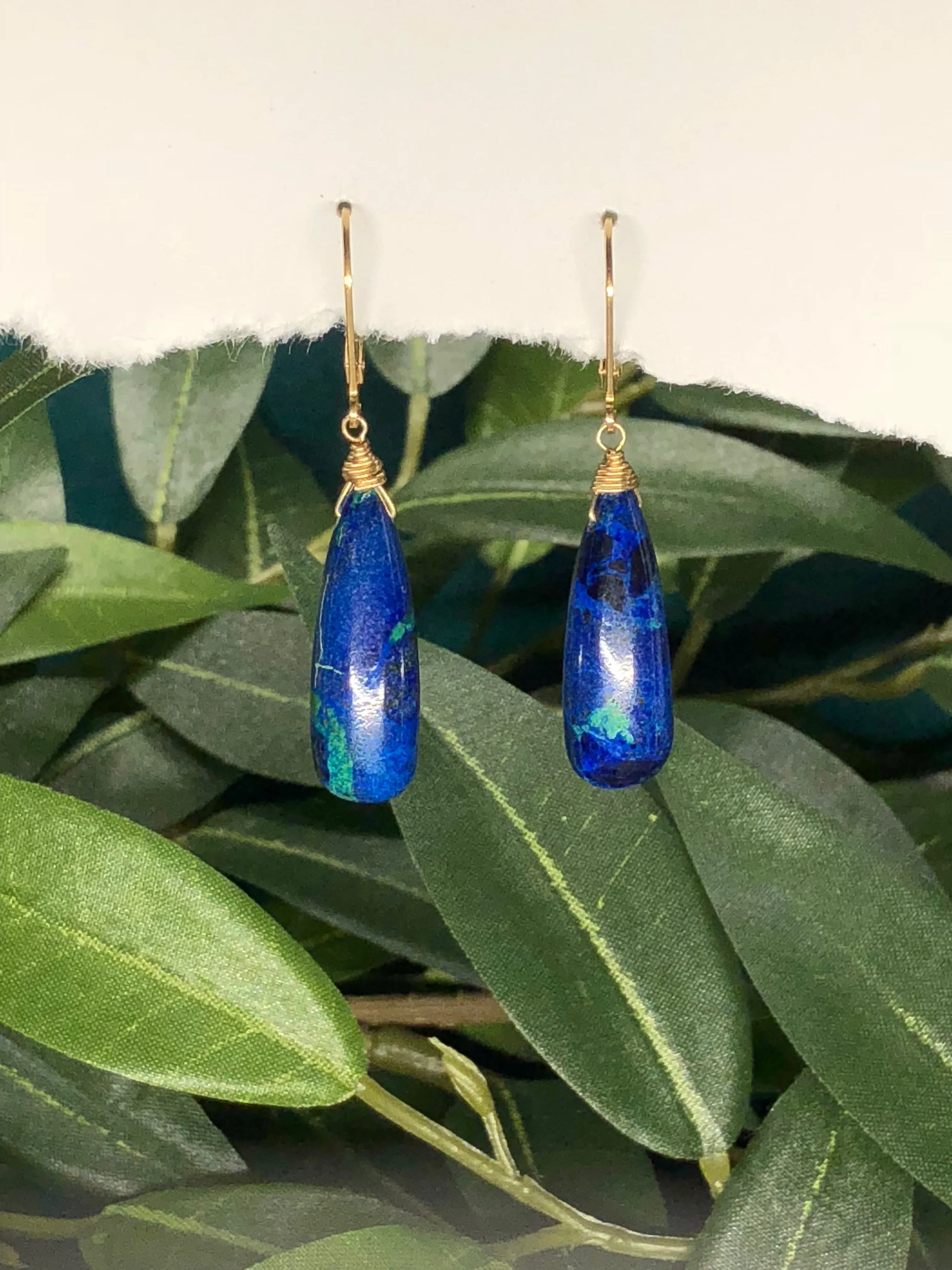 Azurite Tear drop earrings