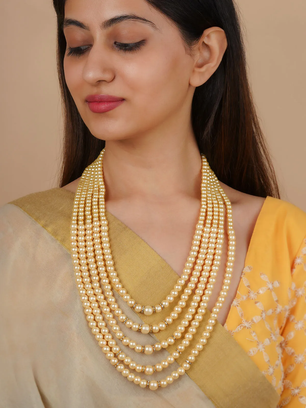 Beige Color Necklace/Mala - MN396