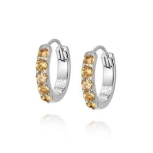 Beloved Citrine Huggie Earrings Sterling Silver