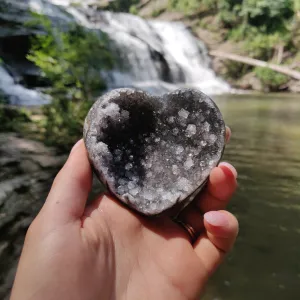 Black Amethyst Geode Heart (#M1)