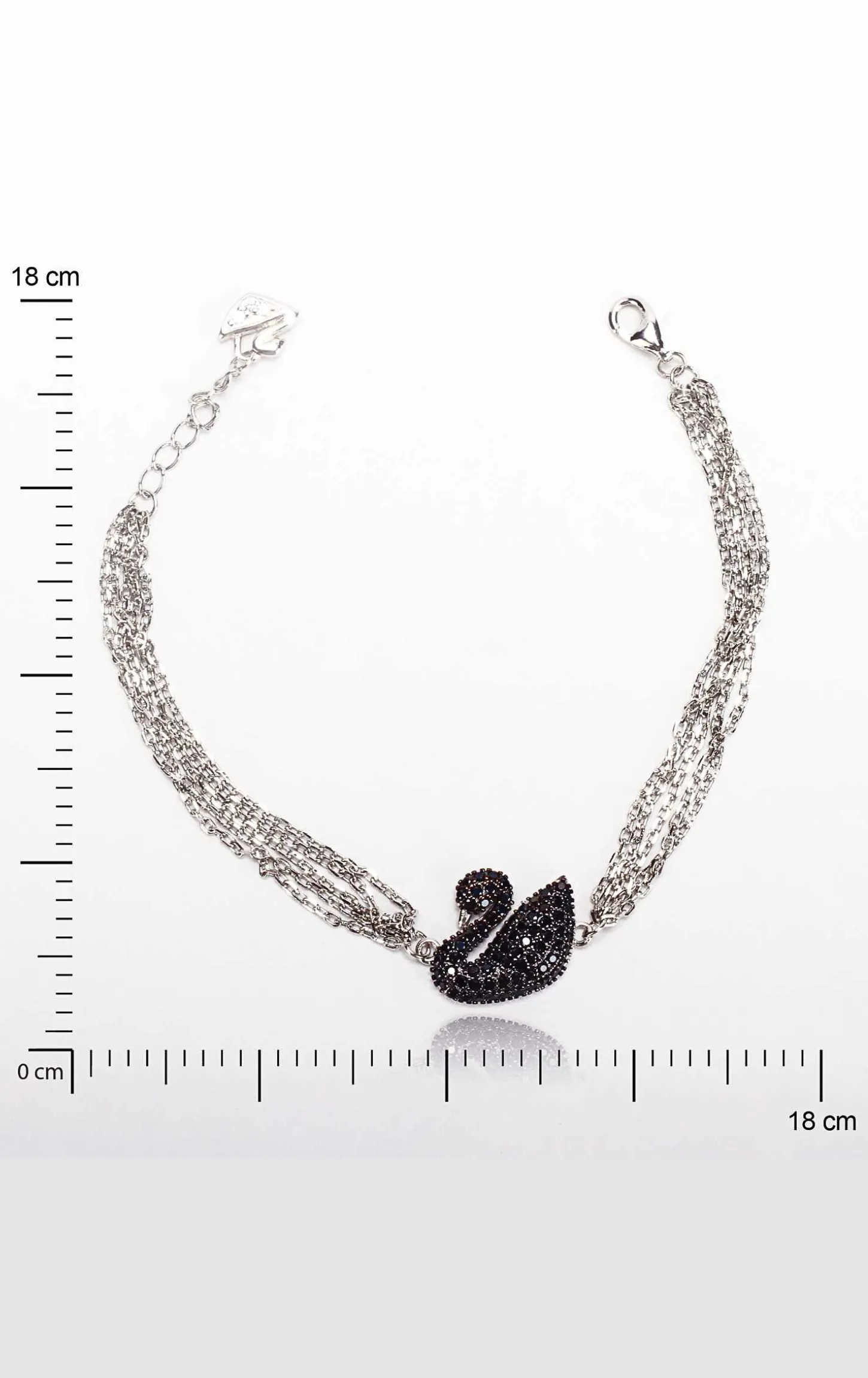 Black Swan Black Swarovski Zircon Multi-Chain Bracelets Silver