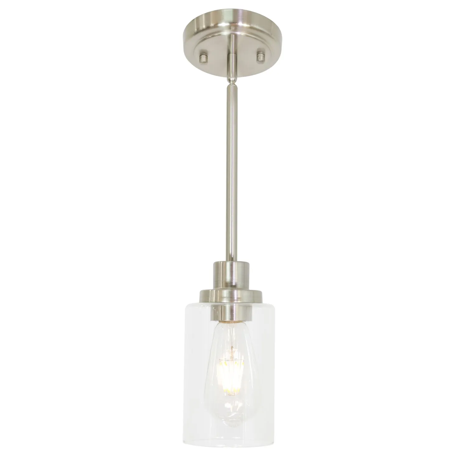 BONLICHT Mini Pendant Lights Brushed Nickel 1-Light with Clear Glass Shade