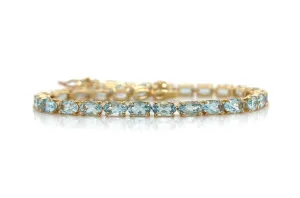 Bracelet 18kt Gold & Oval Aquamarine Tennis