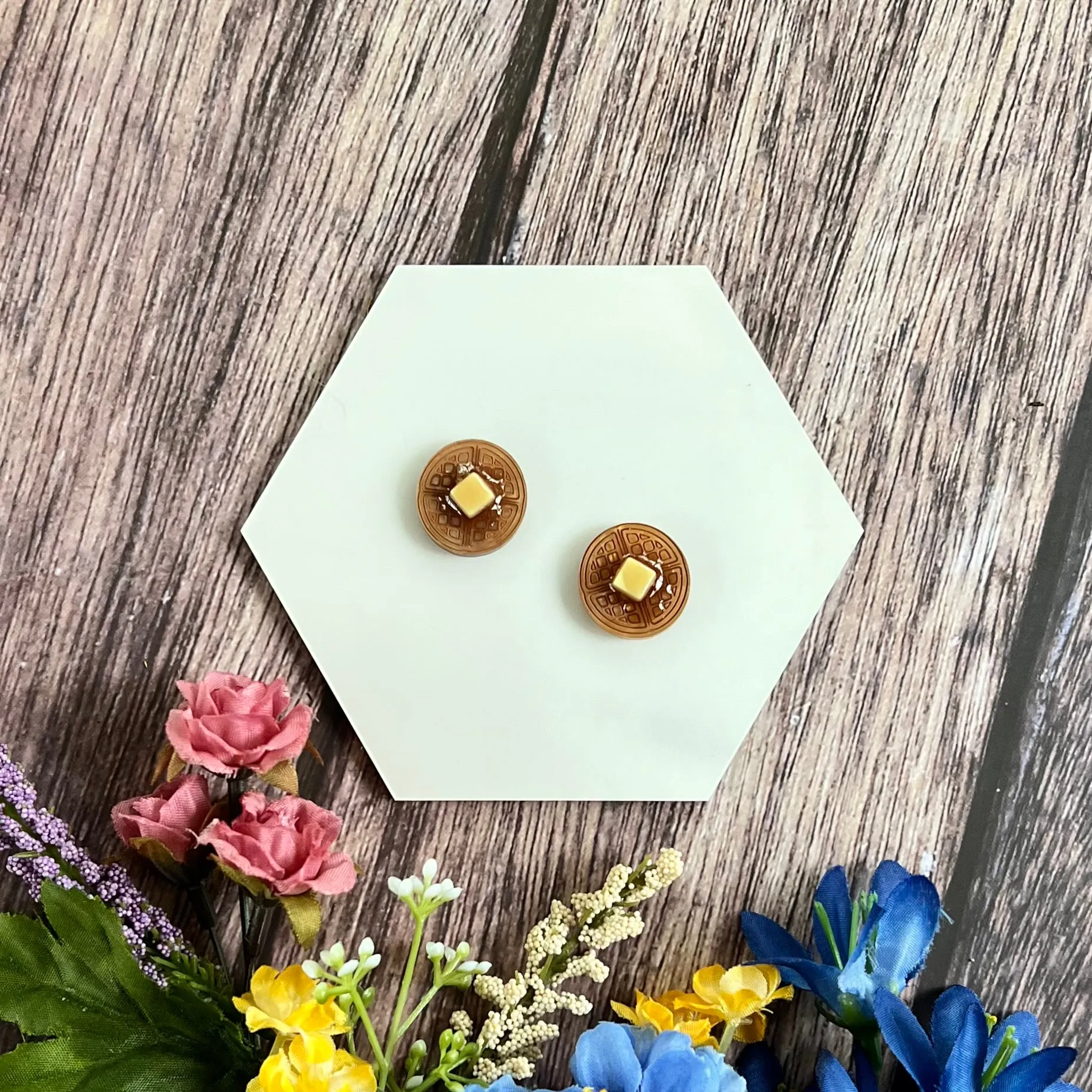 Butter Waffle Stud Earrings