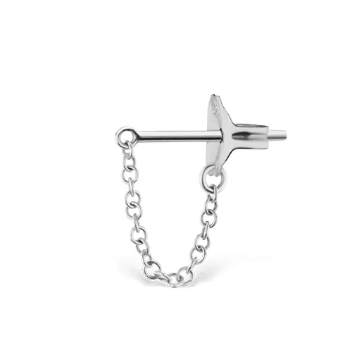 Chain Wrap Stud Earring by Maria Tash in 14K White Gold. Butterfly Stud.