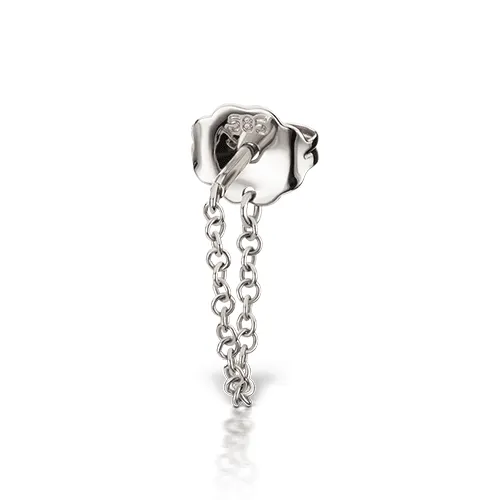 Chain Wrap Stud Earring by Maria Tash in 14K White Gold. Butterfly Stud.