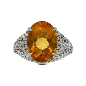 Charles Krypell Citrine and Diamond Cushion Ring