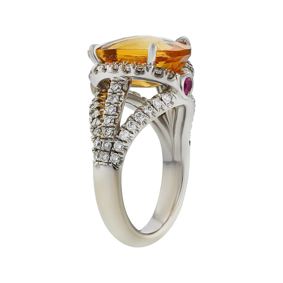 Charles Krypell Citrine and Diamond Cushion Ring