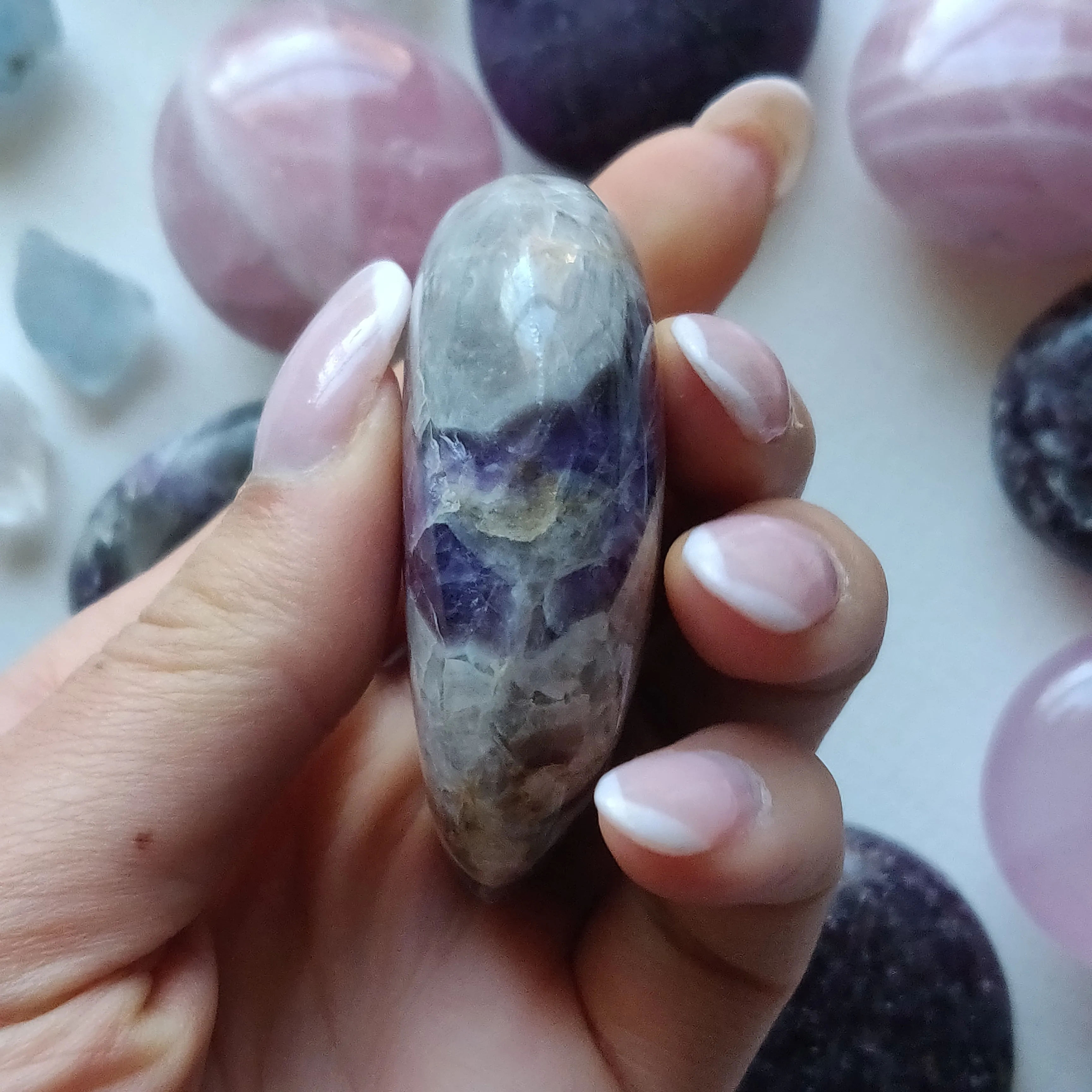 Chevron Amethyst Palm Stone (#18)