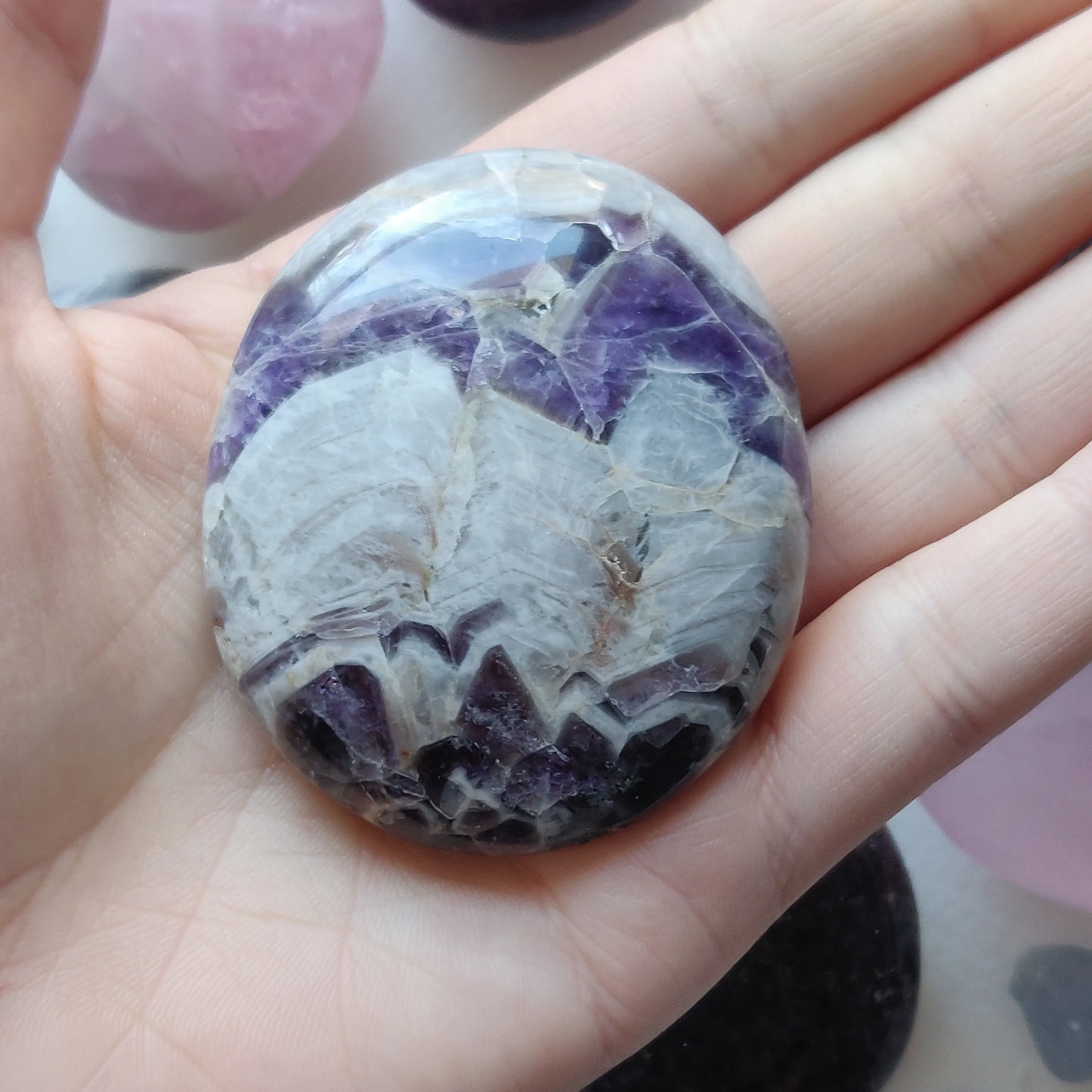 Chevron Amethyst Palm Stone (#18)