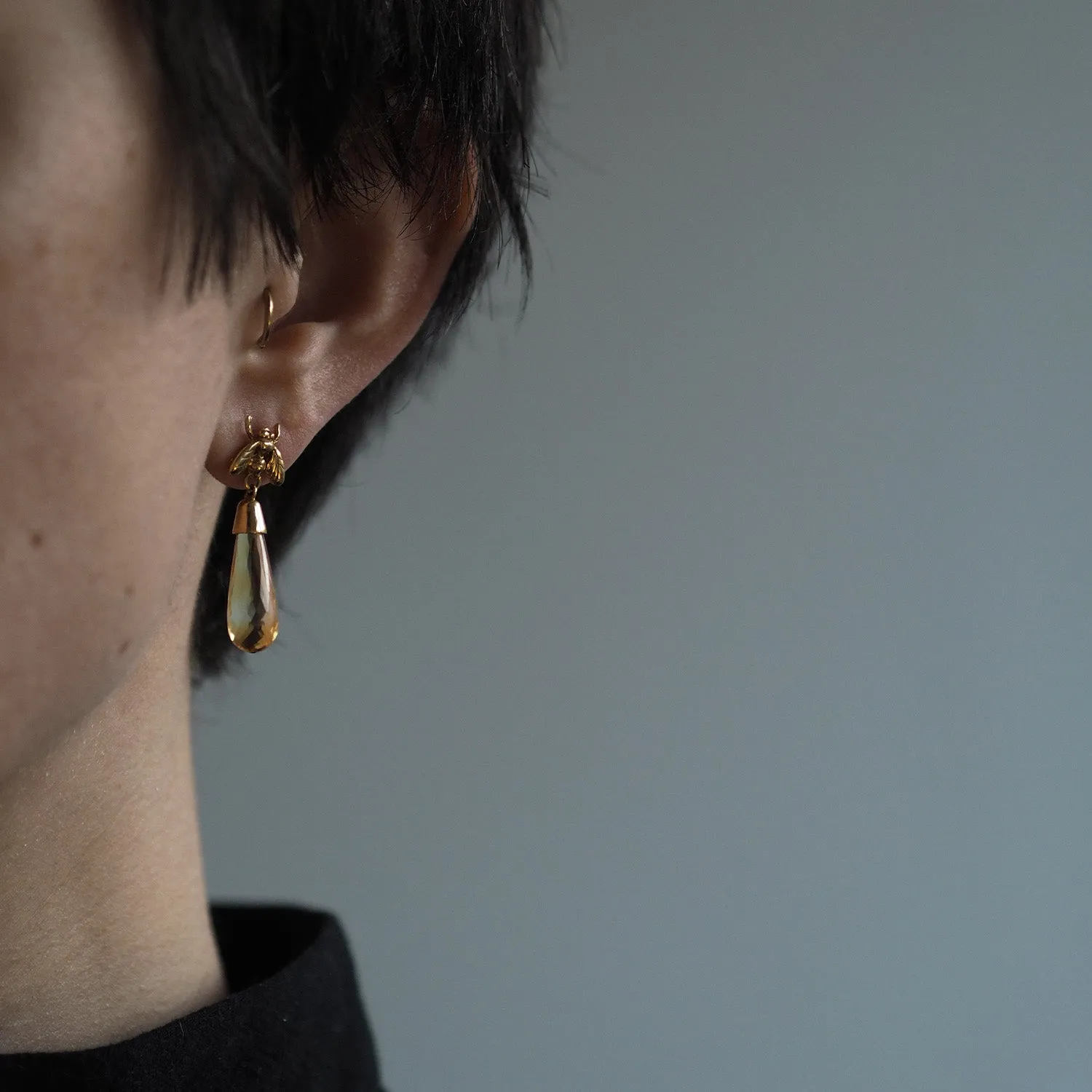 Citrine Briolette Little Fly Earrings by Yasmin Everley