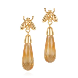 Citrine Briolette Little Fly Earrings by Yasmin Everley