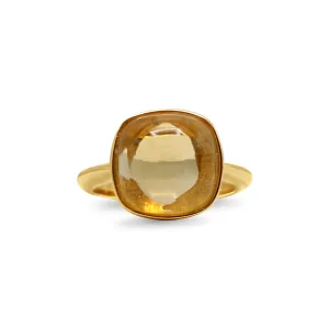 Citrine Set Ring - 18ct Yellow Gold